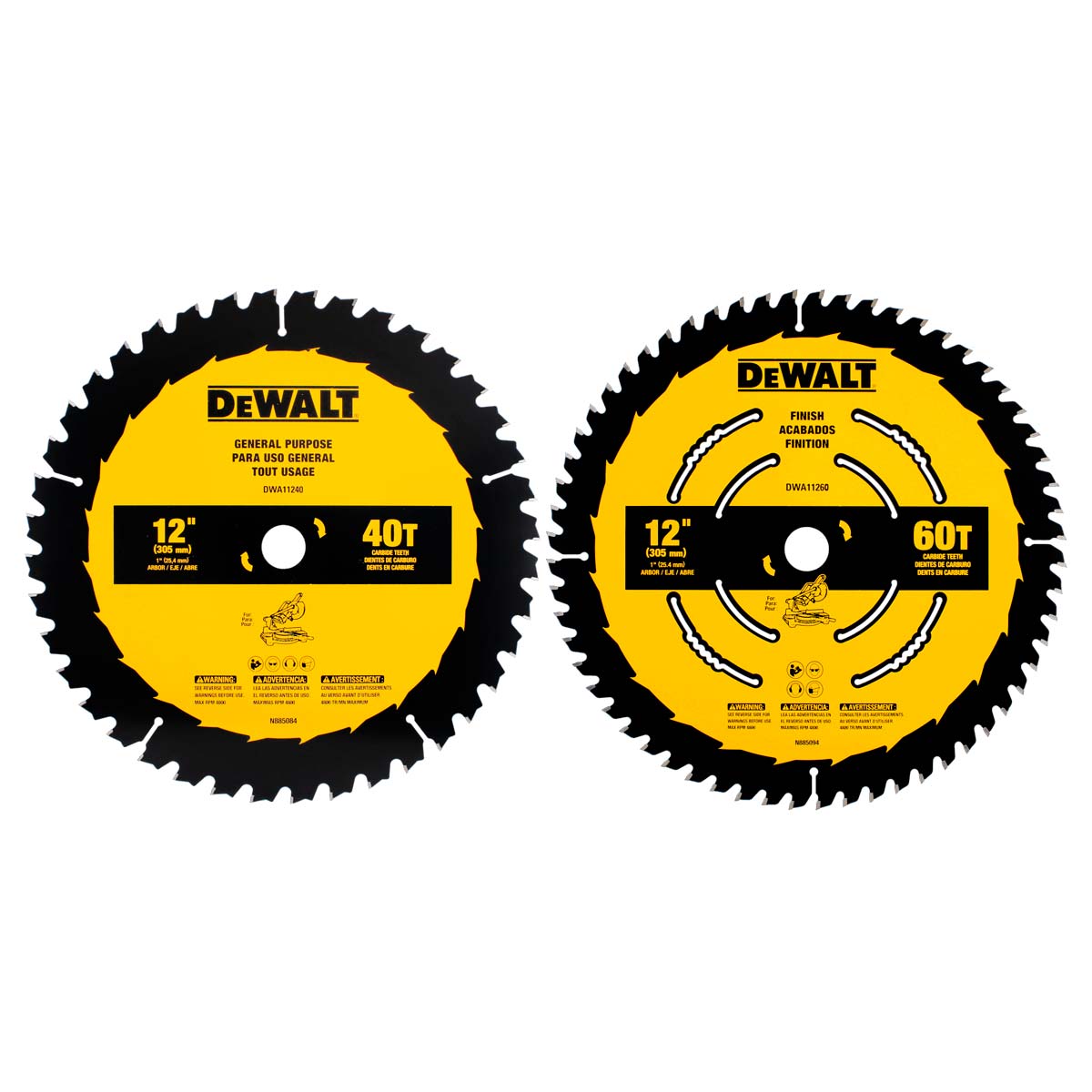 Kit de Discos sierra circular de  40T y 60T de 12" DWA112CMB DeWalt